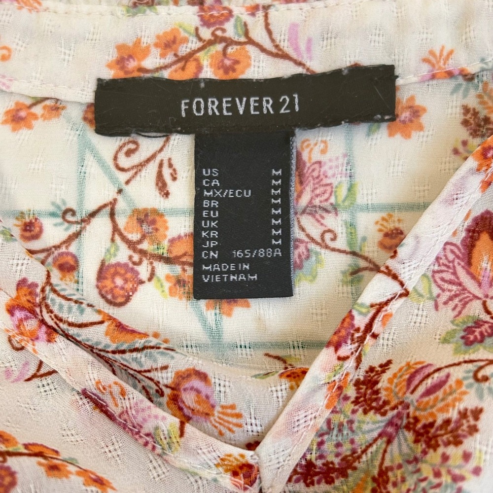 Y2K Forever 21 Medium Ruffle Shirt Regency Boho Cottage Ditsy Floral Prairie - Picture 3 of 9
